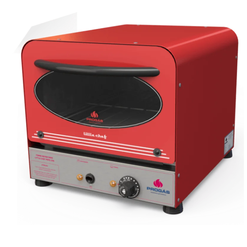 FORNO REFRATÁRIO LITTLE CHEF RETRÔ VERMELHO PRPE-200 220V PROGÁS 1