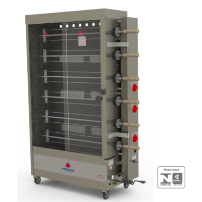 FORNO ROTATIVO 6E INFRAVERMELHO 30 FRANGOS PR-631 À GÁS PROGÁS