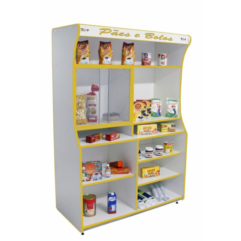 BALCÃO EXPOSITOR PADARIA VASCA 1,30M TOOP VPT130 FAIXA AMARELA ORMIFRIO 1