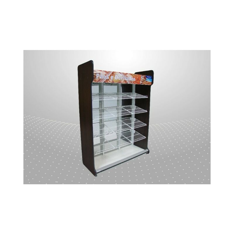 BALCÃO EXPOSITOR PADARIA VASCA  1,40M PAREDE FAIXA CINZA/AZUL POLOFRIO 1