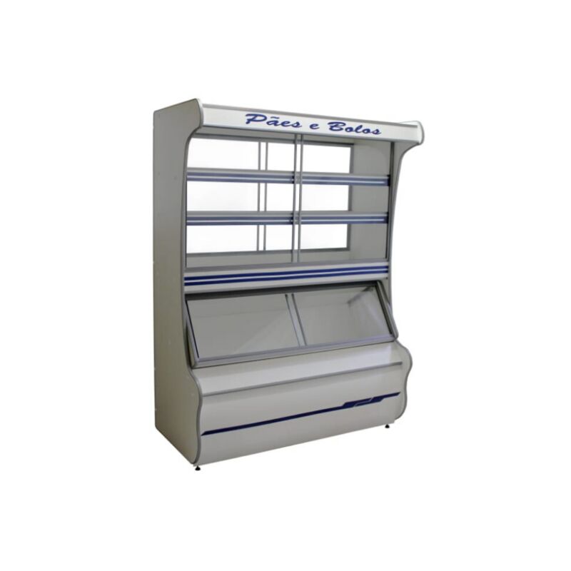 BALCÃO EXPOSITOR PADARIA VASCA 1,40M VPF140 FAIXA AZUL SAIA INOX FIRENZE ORMIFRIO 1