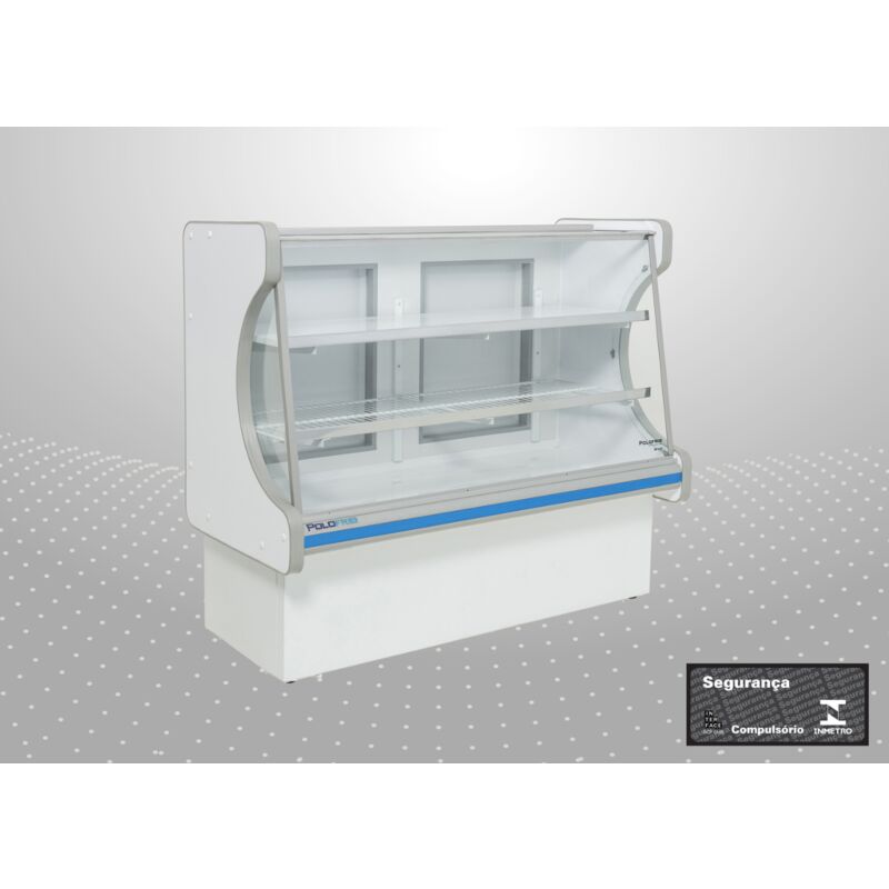 BALCÃO REFRIGERADO 1,25M 1 PLACA FRIA POP LUXO RETO FAIXA AZUL POLOFRIO 1