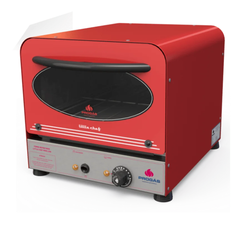 FORNO REFRATÁRIO LITTLE CHEF RETRÔ VERMELHO PRPE-200 220V PROGÁS 1